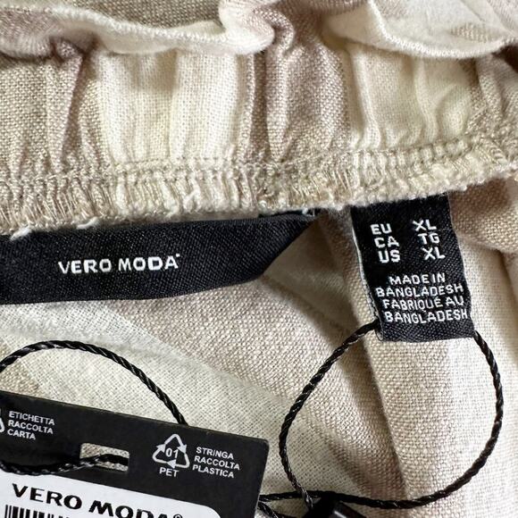 VERO MODA Belted Linen Blend Stripe Jumpsuit Size XL - Picture 4 of 9